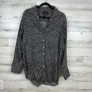 Foxcroft Shirt Womens 16W Black Polka Dots Button Up Wrinkle Free Office Blouse